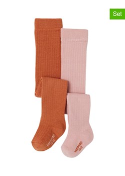 vertbaudet Rajstopy (2 pary) w kolorze jasnoróżowo-pomarańczowym ze sklepu Limango Polska w kategorii Rajstopy dziecięce - zdjęcie 188943721