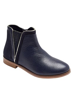 vertbaudet Skórzane sztyblety w kolorze granatowym ze sklepu Limango Polska w kategorii Buty zimowe dziecięce - zdjęcie 188944133