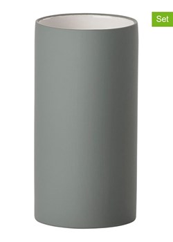 Zone Denmark Kubki łazienkowe (2 szt.) "Solo" w kolorze szarym - wys. 12,2 x Ø 6 cm ze sklepu Limango Polska w kategorii Dozowniki do mydła - zdjęcie 188946393