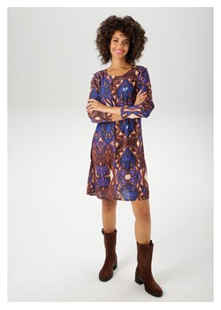 Aniston Sukienka w kolorze niebiesko-fioletowo-jasnobrązowym ze sklepu Limango Polska w kategorii Sukienki - zdjęcie 188947414