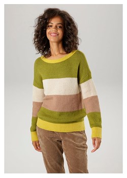 Aniston Sweter w kolorze zielono-beżowym ze sklepu Limango Polska w kategorii Swetry damskie - zdjęcie 188948321