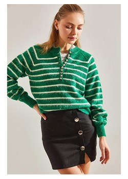 Bianco Lucci Sweter w kolorze zielono-białym ze sklepu Limango Polska w kategorii Swetry damskie - zdjęcie 188950840