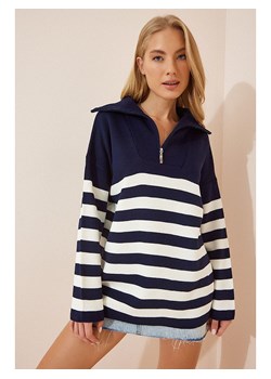 Cool and sexy Sweter w kolorze granatowo-białym ze sklepu Limango Polska w kategorii Swetry damskie - zdjęcie 188951032