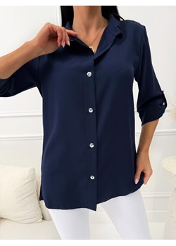 Granatowa Klasyczna Koszula Damska ze sklepu ModnaKiecka.pl w kategorii Koszule damskie - zdjęcie 188954062