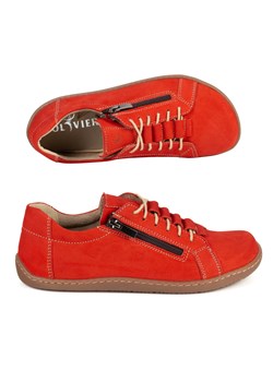 Buty minimalistyczne barefoot skórzane damskie 1242 czerwony nubuk ze sklepu butyolivier w kategorii Półbuty damskie - zdjęcie 188954954