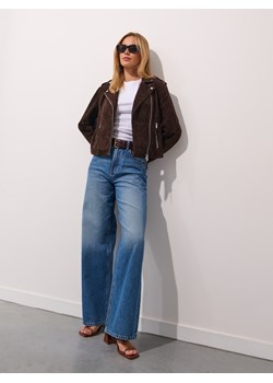 Mohito - Skórzana brązowa ramoneska - ciemnobrązowy ze sklepu Mohito w kategorii Kurtki damskie - zdjęcie 188955142