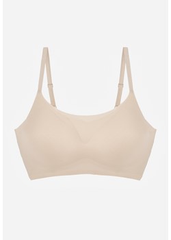 Beżowy Bezszwowy Biustonosz Bez Fiszbin z Usztywnianymi Miseczkami Leavessa ze sklepu born2be.pl w kategorii Biustonosze - zdjęcie 188955511