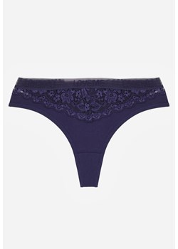 Granatowe Majtki Typu Stringi z Bawełną i Koronką Zeliche ze sklepu renee.pl w kategorii Majtki damskie - zdjęcie 188955550