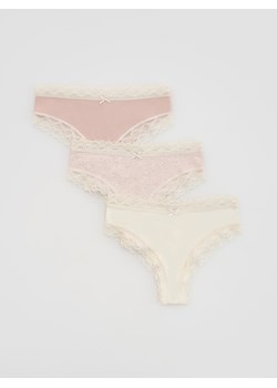Reserved - Bawełniane majtki brazyliany 3 pack - pastelowy róż ze sklepu Reserved w kategorii Majtki damskie - zdjęcie 188955882