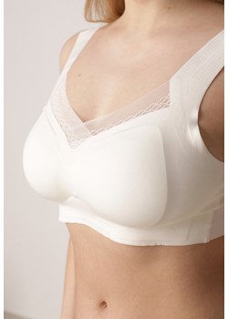 Biały Sportowy Biustonosz z Usztywnieniem Ozdobiony Siateczkową Wstawką Edalissa ze sklepu renee.pl w kategorii Biustonosze - zdjęcie 188957331