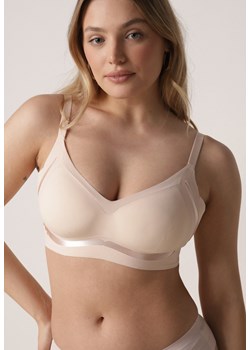 Beżowy Biustonosz z Usztywnianymi Miseczkami i Transparentną Wstawką Zeriga ze sklepu born2be.pl w kategorii Biustonosze - zdjęcie 188957744