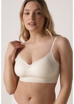 Jasnobeżowy Bezszwowy Biustonosz Bez Fiszbin z Elastycznego Materiału Edalith ze sklepu born2be.pl w kategorii Biustonosze - zdjęcie 188957764