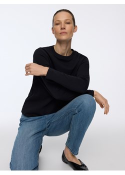Reserved - Longsleeve z merceryzowanej bawełny - czarny ze sklepu Reserved w kategorii Bluzki damskie - zdjęcie 188958244