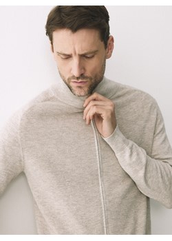 Reserved - Rozpinany sweter z wełną - beżowy ze sklepu Reserved w kategorii Swetry męskie - zdjęcie 188958250