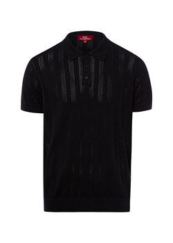 Finshley & Harding London Męska koszulka polo z dzianiny Mężczyźni Bawełna (100%) granatowy wypukły wzór tkaniny ze sklepu vangraaf w kategorii T-shirty męskie - zdjęcie 188958324