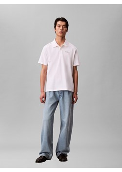Calvin Klein Jeans Męska koszulka polo Mężczyźni Bawełna (100%) biały jednolity ze sklepu vangraaf w kategorii T-shirty męskie - zdjęcie 188958401