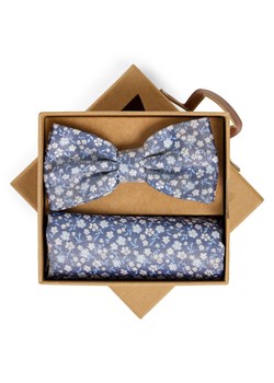 Finshley & Harding London Męska jedwabna muszka i poszetka Mężczyźni Jedwab (100%) granatowy wzorzysty ze sklepu vangraaf w kategorii Muchy - zdjęcie 188958470