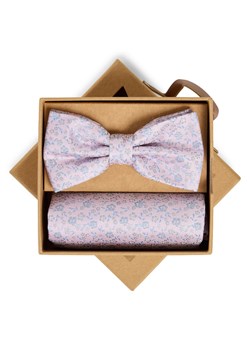 Finshley & Harding London Męska jedwabna muszka i poszetka Mężczyźni Jedwab (100%) różowy wzorzysty ze sklepu vangraaf w kategorii Muchy - zdjęcie 188958471