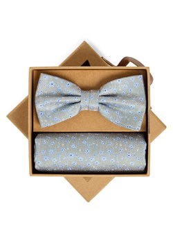 Finshley & Harding London Męska jedwabna muszka i poszetka Mężczyźni Jedwab (100%) srebrny wzorzysty ze sklepu vangraaf w kategorii Muchy - zdjęcie 188958472