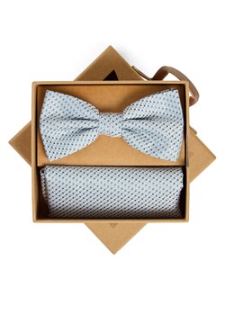 Finshley & Harding London Męska jedwabna muszka i poszetka Mężczyźni Jedwab (100%) srebrny wzorzysty ze sklepu vangraaf w kategorii Muchy - zdjęcie 188958474