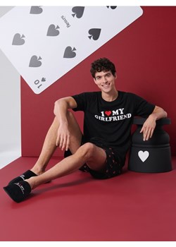 Sinsay - Kapcie z haftowanym napisem I Love My Girlfriend - czarny ze sklepu Sinsay w kategorii Kapcie męskie - zdjęcie 188959544