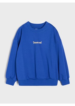 Sinsay - Bawełniana bluza crewneck z napisem - niebieski ze sklepu Sinsay w kategorii Bluzki dziewczęce - zdjęcie 188959641