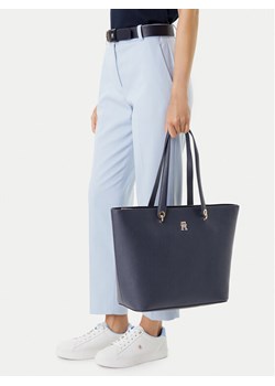 Torebka Tommy Hilfiger Emblem Shopper AW0AW15178 Granatowy ze sklepu eobuwie.pl w kategorii Torby Shopper bag - zdjęcie 188960250