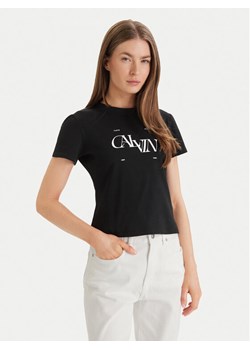 Calvin Klein Jeans T-Shirt Seasonal LV047F808G Czarny Slim Fit ze sklepu MODIVO w kategorii Bluzki damskie - zdjęcie 188961690