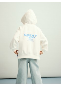 Reserved - Bawełniana bluza z kapturem - złamana biel ze sklepu Reserved w kategorii Bluzy dziewczęce - zdjęcie 188963434