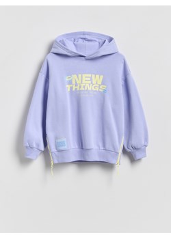 Reserved - Bawełniana bluza z kapturem - jasnoniebieski ze sklepu Reserved w kategorii Bluzy dziewczęce - zdjęcie 188963440
