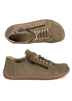 Buty minimalistyczne barefoot skórzane damskie 1242 oliwka nubuk ze sklepu butyolivier w kategorii Półbuty damskie - zdjęcie 188963870