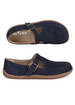 Damskie buty barefoot skórzane Olivier 1295 klamerka granat nubuk ze sklepu butyolivier w kategorii Półbuty damskie - zdjęcie 188963912