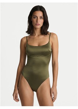 Calvin Klein Swimwear Strój kąpielowy LV00Q61120 Khaki ze sklepu MODIVO w kategorii Stroje kąpielowe - zdjęcie 188965121