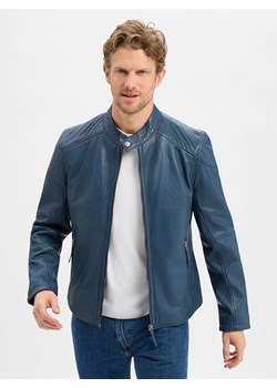 Finshley & Harding Męska kurtka skórzana Mężczyźni skóra indygo jednolity ze sklepu vangraaf w kategorii Kurtki męskie - zdjęcie 188968960