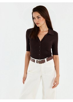 Mohito - Brązowy sweter polo - ciemnobrązowy ze sklepu Mohito w kategorii Swetry damskie - zdjęcie 188970143