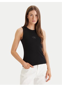 Calvin Klein Jeans Top LV047E200G Czarny Slim Fit ze sklepu MODIVO w kategorii Bluzki damskie - zdjęcie 188979714