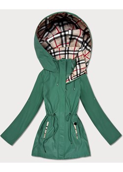Damska kurtka z wykończeniem w kratkę Goodlookin zielona (KK60411-2#) ze sklepu goodlookin.pl w kategorii Kurtki damskie - zdjęcie 188980203