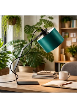 Designerska lampa stołowa w stylu urban jungle HAGA lampka biurkowa z abażurem w kolorze zieleni butelkowej ze sklepu Lysne w kategorii Lampy stołowe - zdjęcie 188980563