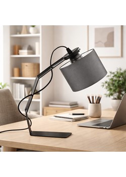 Grafitowa lampa biurkowa do pracy przy komputerze HAGA minimalistyczna lampka biurkowa metalowa, ze sklepu Lysne w kategorii Lampy stołowe - zdjęcie 188980571
