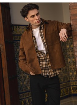 Reserved - Kurtka koszulowa z imitacji zamszu - brązowy ze sklepu Reserved w kategorii Kurtki męskie - zdjęcie 188981423