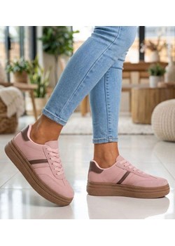 Pastelowe trampki na platformie Różowe /F2-3 18810 W288/ ze sklepu Pantofelek24.pl w kategorii Trampki damskie - zdjęcie 188981820