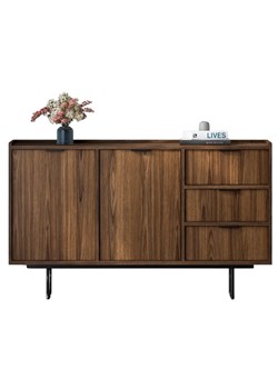 Duża komoda z 3 szufladami i szafką orzech warmia L0-E99 ze sklepu Edinos.pl w kategorii Komody - zdjęcie 188982083