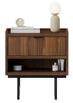 Szafka nocna na nóżkach z szufladą orzech warmia L0-M93 ze sklepu Edinos.pl w kategorii Stoliki i szafki nocne - zdjęcie 188982104