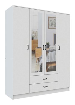 Biała szafa czterodrzwiowa z lustrem - Orvexa ze sklepu Edinos.pl w kategorii Szafy - zdjęcie 188982212