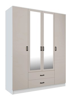 Skandynawska szafa uchylna z lustrem biały + kaszmir - Orvexa ze sklepu Edinos.pl w kategorii Szafy - zdjęcie 188982221