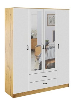 Skandynawska szafa uchylna z lustrem dab artisan + biały - Orvexa ze sklepu Edinos.pl w kategorii Szafy - zdjęcie 188982224