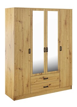 Czterodrzwiowa szafa z lustrem w kolorze dąb artisan - Orvexa ze sklepu Edinos.pl w kategorii Szafy - zdjęcie 188982230