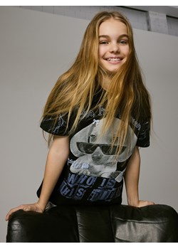 Reserved - T-shirt z nadrukiem - czarny ze sklepu Reserved w kategorii Bluzki dziewczęce - zdjęcie 188982442
