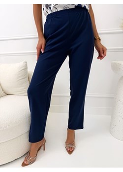 Granatowe Spodnie z Gumką w Pasie ze sklepu ModnaKiecka.pl w kategorii Spodnie damskie - zdjęcie 188983521