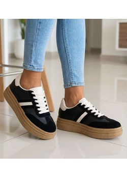 Czarne trampki na platformie /G5-1 18813 W288/ ze sklepu Pantofelek24.pl w kategorii Trampki damskie - zdjęcie 188984560